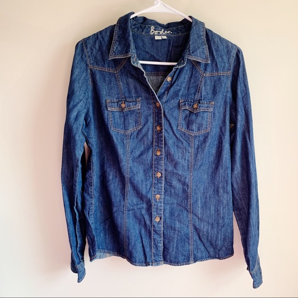 Boden Tops - Boden Dark Wash Chambray Button Up Blouse